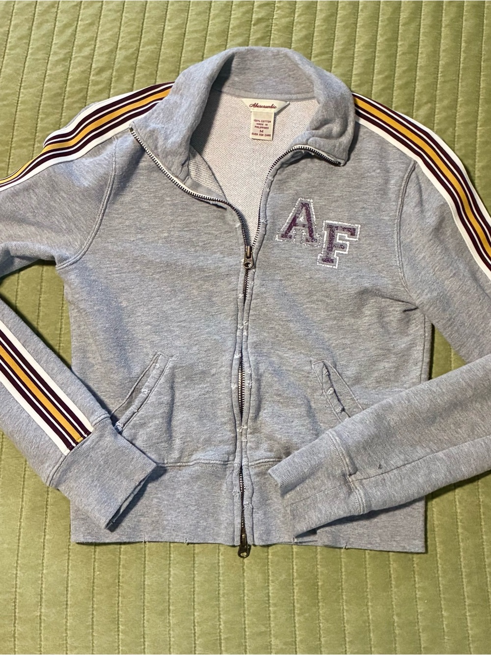 Vintage 2000’s Abercrombie & Fitch Gray Zip-Up Varsity Jacket